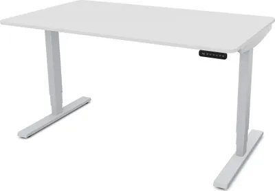 Produktbild von ASSMANN Elektrisch höhenverstellbarer Schreibtisch Y-Line Curved Weißaluminium, 140x70cm, Memoryfunktion, 2-fach-Motorik