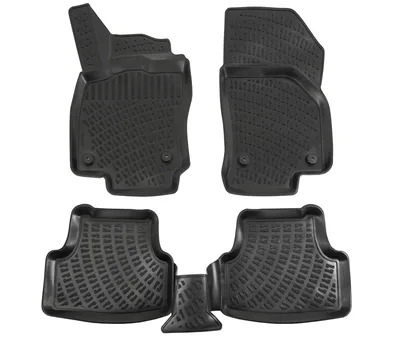 Image de Tapis De Sol en Caoutchouc 3D Compatible avec Seat Ateca Depuis 2017, Bord Haut, Inodore, Noir, Antidérapant, Toutes Saisons