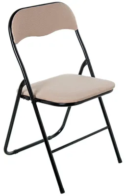 Klappstuhl aus Metall und Stoff, Schwarz/Beige, 44x47x80 cm