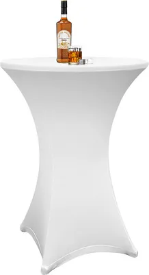 Zdjęcie produktu dla Pokrowiec na stół barowy Yakimz Stretch Elastique White Pokrowiec stretch Premium na standardowe stoły bistro / stoły barowe rozciągliwy pokrowiec na stół Ø 70-75 cm