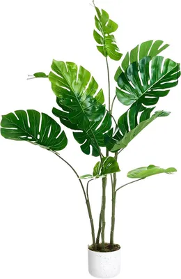 Produktbild von Kunstpflanze Monstera 120 cm - Künstliche Zimmerpflanze - Tropische Dekopflanze - Pflegeleicht - Grün - Für Wohnzimmer Büro Schlafzimmer