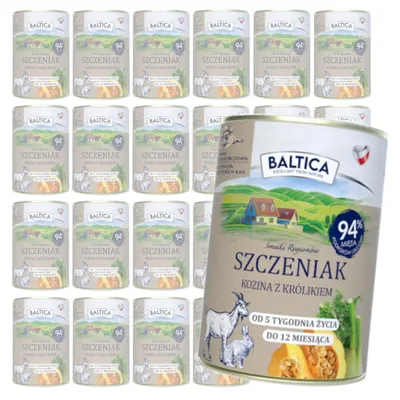 Produktbild von Baltica Ziege mit Kaninchen 24x400g getreidefreies Nassfutter für Welpen
