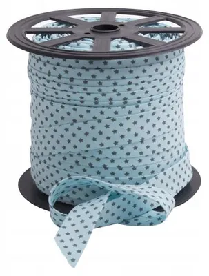 Produktbild von Kamtex Baumwoll-Schrägband 18mm Sterne Blau 1m