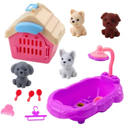 Produktbild von Haustierpflegeset Badewanne, Hundehütte, Zubehör, Hunde, 4-tlg.