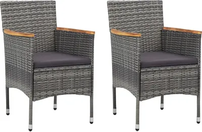 Image de vidaXL Chaises de jardin 2 pcs. Poly rotin gris