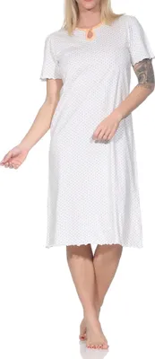 Obrázek produktu pro Normann dámská noční košile s krátkým rukávem v puntíkovaném provedení - také v plus size ; meruňková , 44