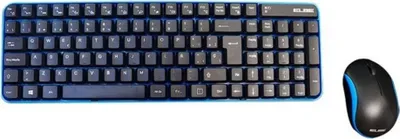Produktbild von ELBE PTR-101, Volle Größe (100%), Kabellos, RF Wireless, Membran Key Switch, Schwarz, Blau, Maus enthalten