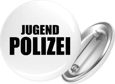 Produktbild von Huuraa Button Jugend Polizei Schriftzug 25mm rund mit Sicherheitsnadel Ansteckbutton Geschenkidee