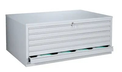 Produktbild von Zeichnungsschrank DIN A1 Flachablageschrank Grafikschrank Planschrank Architektenschrank 6 Schubladen Stahl Lichtgrau 565110