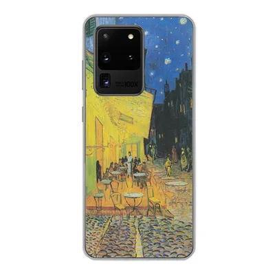 Produktbild von MuchoWow® Handyhülle Schutzhülle Hülle für Samsung Galaxy S20 Ultra Caféterrasse bei Nacht - Vincent van Gogh Silikon Softcase Handy Hülle - Karteninhaber