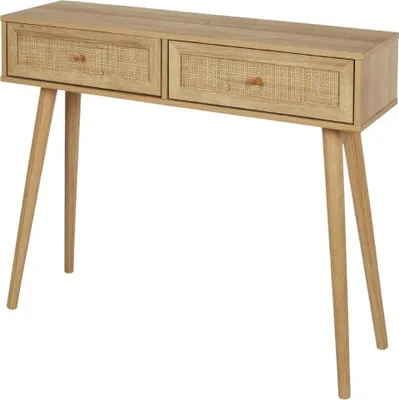 Produktbild von "MISOU Bali Beistelltisch Konsolentisch Wohnzimmertisch Rattan Holz Tisch mit Schubladen"