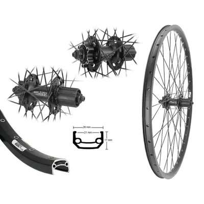 Produktbild von AGGRO-X 28 Zoll Alu Hinterrad 21-622 Laufrad Hohlkammer MTB Shimano XT M756 Kassette Disk Scheibenbremse 6-Loch