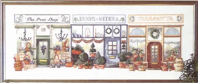Produktbild von Permin Kreuzstich Stickpackung "Einkaufszentrum Leinen", Zählmuster, 70x25cm, 70-1430