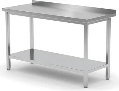 Image de HENDI Table murale avec tablette - vissée, profondeur 600 mm, Kitchen Line, 1000x600x(H)850mm