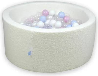 Produktbild von Bällebad 90x40 Boucle Weiß – Mit 300 Bällen / transparent, weiß, perlmutt, babyrosa perlmutt, babyblau perlmutt