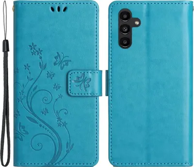 Produktbild von Samsung Galaxy A54 Hülle - Coverup Blumen & Schmetterlinge Klapphülle - Blau
