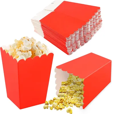 Imagen del producto de Mini palomitas de maíz, caja de 50 unidades, cartón, de colores, ideales para noches de cine
