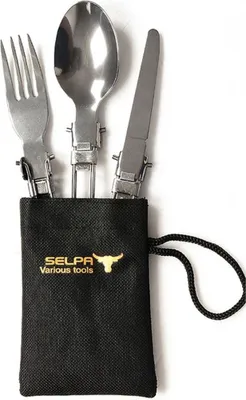 Produktbild von 3 Stück Camping Besteck klappbar in Silber , Reisebesteck aus rostfreiem Edelstahl, Outdoor Essbesteck Survival Klappbesteck Bundeswehr Feldbesteck