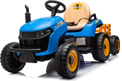 Obrázek produktu pro Dětský elektrický traktor AIORBER s dětskou pojistkou, nastavitelnou hlasitostí a rychlostí, protiskluzovými pneumatikami, klaksonem airbagu, LED diodou, rychlost 2,5-3,5 km/h, vhodný pro děti od 3 let