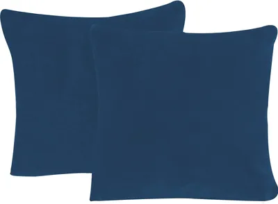 Produktbild von 2er Set Teddy Plüsch Kissenbezug Kissenhülle Kopfkissenbezug Uni kuschelig warm, Größe:40x40 cm, Farbe:blau