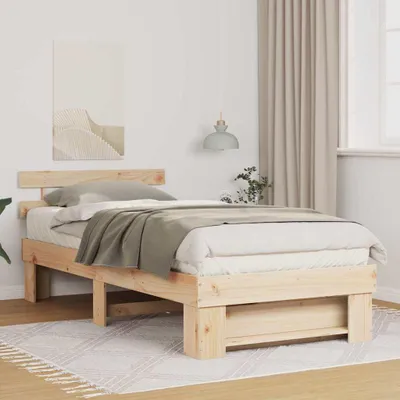 Immagine prodotto di Maison Exclusive - Struttura letto con testiera Marrone 90 x 190 cm Legno di pino massiccio