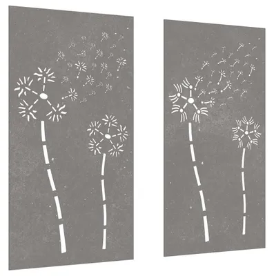 Obrázok produktu pre vidaXL 2-dielna záhradná dekorácia na stenu 105x55 cm Corten Steel Flower Design