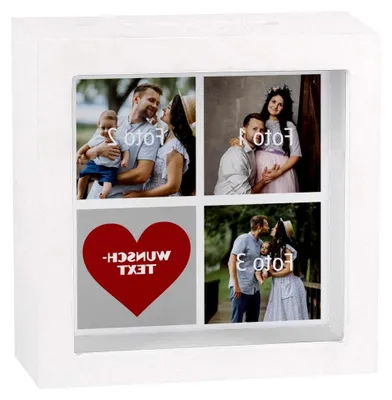 Produktbild von Bedruckter Bilderrahmen Spardose mit Foto - Ein Geldgeschenk zur Hochzeit