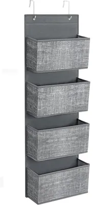 Produktbild von Famanu Hangorganizer 4 Fächer – Türorganizer aus Stoff, 100 cm hoch, meliert grau