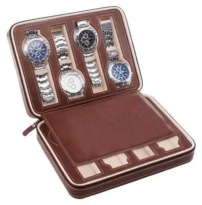 Imagen del producto de Caja de almacenamiento portátil para relojes con 8 compartimentos