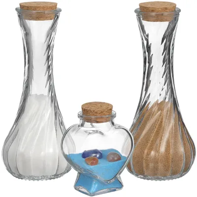 Sandzeremonie-Set, 3 Flaschen, transparent, 75 ml & 130 ml, Glas