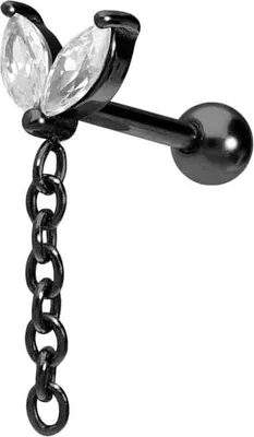 Produktbild von Ohrpiercing Chirurgenstahl Ohrpiercing KNOSPE + KETTE