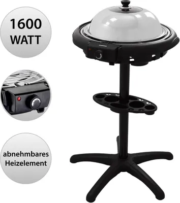 Produktbild von Syntrox Germany Elektrogrill 2-in-1 Stand- und Tischgrill 1600W 39cm schwarz