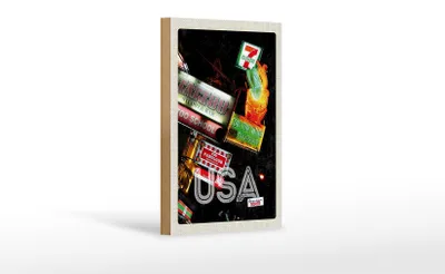 Produktbild von Holzschild Reise 12x18 cm Amerika Tattoo Restaurant Diner 90er