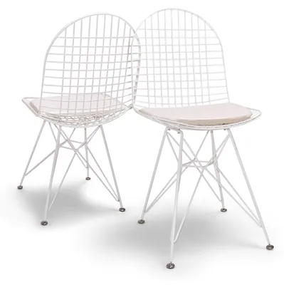 Image de COPENAGHEN - Ensemble de 2 chaises en métal au design industriel. Ensemble de 2 chaises pour la salle à manger, le bureau, l'étude. Couleur blanche