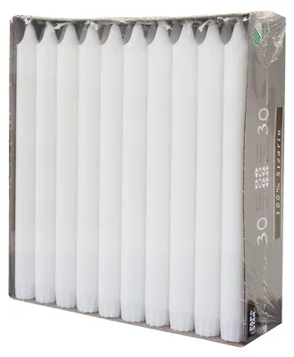 Productafbeelding van 86416, kroonkaarsen, Ø 2,2 cm, 24 cm, wit, van 100% stearine, 30 stuks