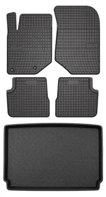 Productafbeelding van Rubberen automatten + kofferbakmat voor Opel Corsa F vanaf 2019 – 5-delig, zwart, op maat – Wielganizator SolidPRO