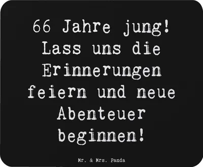 Produktbild von Mr. & Mrs. Panda Mouse Pad Spruch 66. Geburtstag Feiern - Schwarz - Geschenk, inspirierender, pc mousepad, Geschenke, Happy Birthday, Alter, mauspad laptop, mausteppich