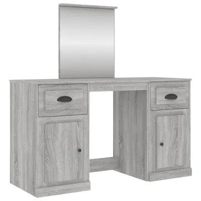 Produktbild von Schminktisch mit Spiegel Grau Sonoma 130x50x132,5 cm