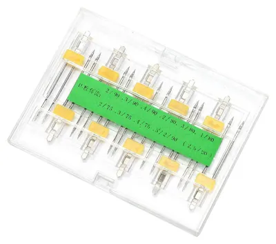 Obrázek produktu pro Jehly do šicích strojů, dvojité, elastické, univerzální, 10 kusů, vhodné pro domácí šicí stroje