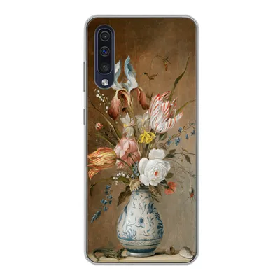Produktbild von MuchoWow® Handyhülle Schutzhülle Hülle für Samsung Galaxy A30s Stilleben mit Blumen - Alte Meister - Malerei Silikon Softcase Handy Hülle - Karteninhaber