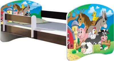 Produktbild von ACMA Jugendbett Kinderbett Junior-Bett Komplett-Set mit Matratze Lattenrost und Rausfallschutz Wenge 34 Farm 180x80