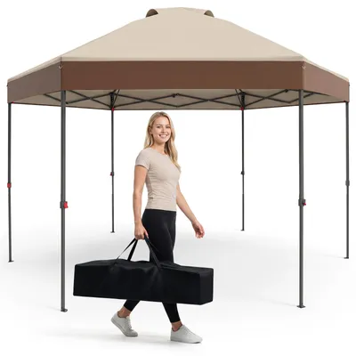 Immagine prodotto di Gazebo COSTWAY 3,6x3,6 m, gazebo pop-up esagonale impermeabile, gazebo da giardino con altezza regolabile, parasole e borsa per il trasporto, tenda pieghevole per feste