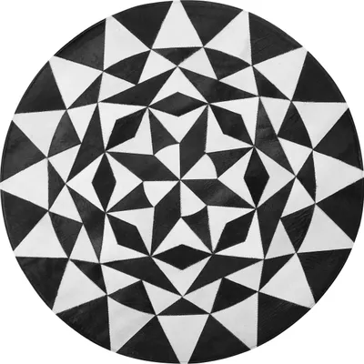 Produktbild von BELIANI Teppich Schwarz Weiß Echtleder ø 140 cm Kurzflor Dreiecke Handgefertigt Rund