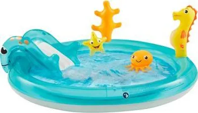 Produktbild von Happy People 77756 - Playcenter - Ocean mit Rutsche und Seepferdchen-Sprinkler (150x18cm) Planschbecken Pool