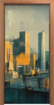 Produktbild von Türposter 90x200 cm Türaufkleber Türtapete Türfolie Klebefolie Wolkenkratzern bei Sonnenuntergang