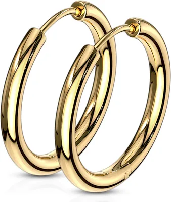 Produktbild von viva-adorno 20mm Ø Klappcreolen Hoop Ohrringe Edelstahl Creolen ER96, Gold