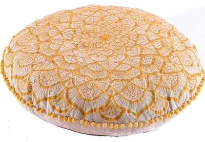 Productafbeelding van Ibenzoa® vloerkussenhoes van katoen, Ø 60 cm – zacht, groot zitkussenhoes in een neutrale kleur, geschikt voor woonkamers, slaapkamers en kinderspeelhoeken