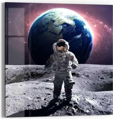 Produktbild von DEQORI Magnettafel Glas 30x30 cm 'Mondspaziergang' beschreibbar Whiteboard