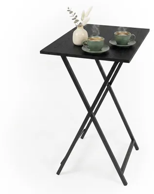 Obrázok produktu pre Relaxdays, odkladací stolík, skladací, úsporný dizajn, výška x šírka x hĺbka: 66,5 x 48 x 36 cm, konferenčný stolík, vzhľad dreva a kov, čierna farba