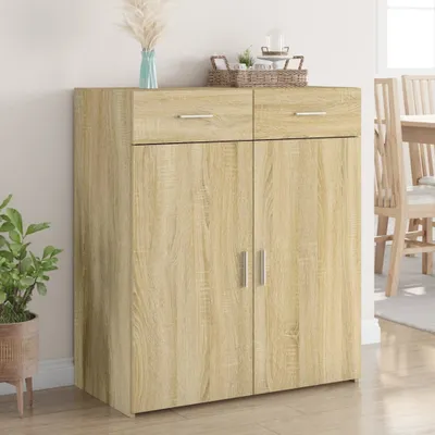 VidaXL Credenza In Truciolato Rovere Sonoma – 4 Ante, 70x41x75 Cm, Design Minimalista, Con Dispositivo Anti-Ribaltamento